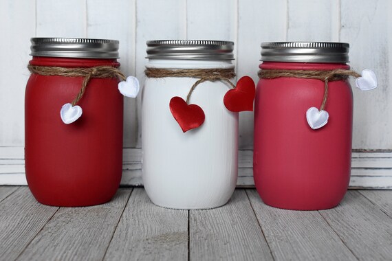 Valentine S Day Mason Jars Decorative Mason Jars Mason Etsy