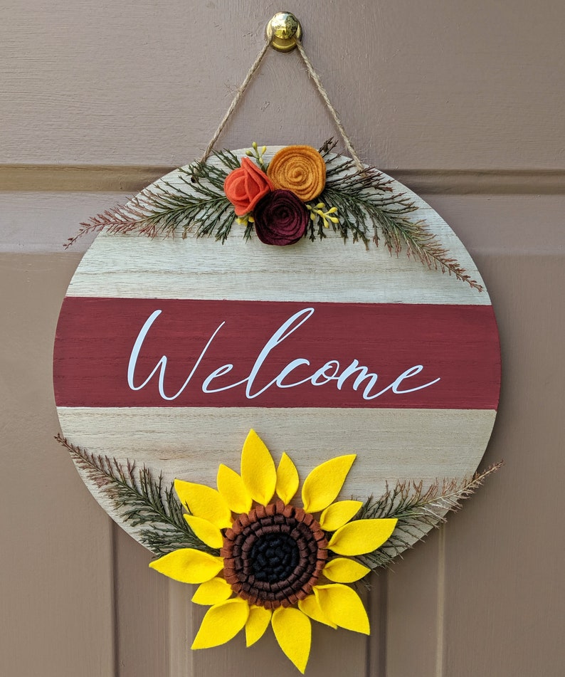 Signs Wall Décor Sign Felt Flower Door Sign Door Decor Felt