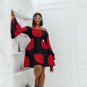 TIYE AFRICAN PRINT off Shoulder Dress - Etsy