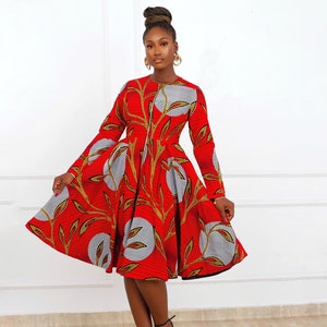 KEITA AFRICAN PRINT Zip Front Dress red | Etsy