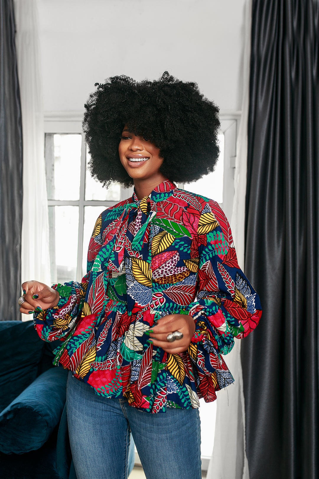 BIBI AFRICAN PRINT Puff Sleeve Top [multicolor] - Etsy