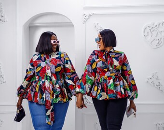 BIBI AFRICAN PRINT Puff Sleeve Top [multicolor] - Etsy