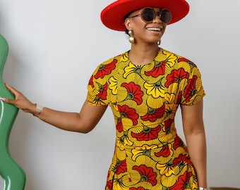 AMARA AFRICAN PRINT fit and flare midi dress [multicolor]