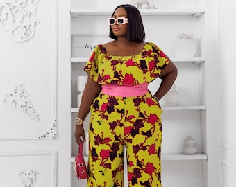 NANA AFRICAN PRINT off shoulder jumpsuit