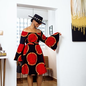 TIYE AFRICAN PRINT off shoulder dress [new print]