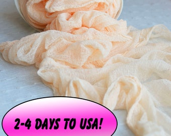 2-4 DAYS FOR USA Hand Dyed Pale Peach Gauze Runner: Cotton Wedding Arch Drapery