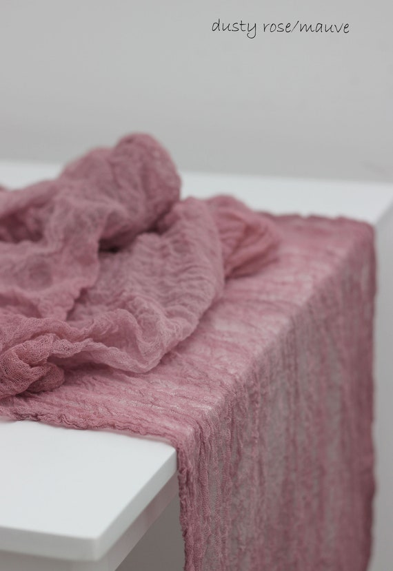 Hand Dyed Gauze Table Runner: Dusty Rose Wedding Decor