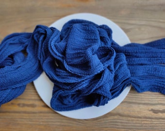 Navy blue Hand dyed Gauze runner, Wedding centerpieces, Rustic runner,Bridal bouquet wrap, Cheesecloth runner,Table cotton scrim,Boho style