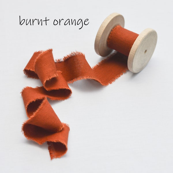 2-4 DAYS FOR USA Burnt orange cotton ribbon Ready to ship Hand dyed wedding bouquet ribbon Decor event invitation Gift wraping Rust ribbon