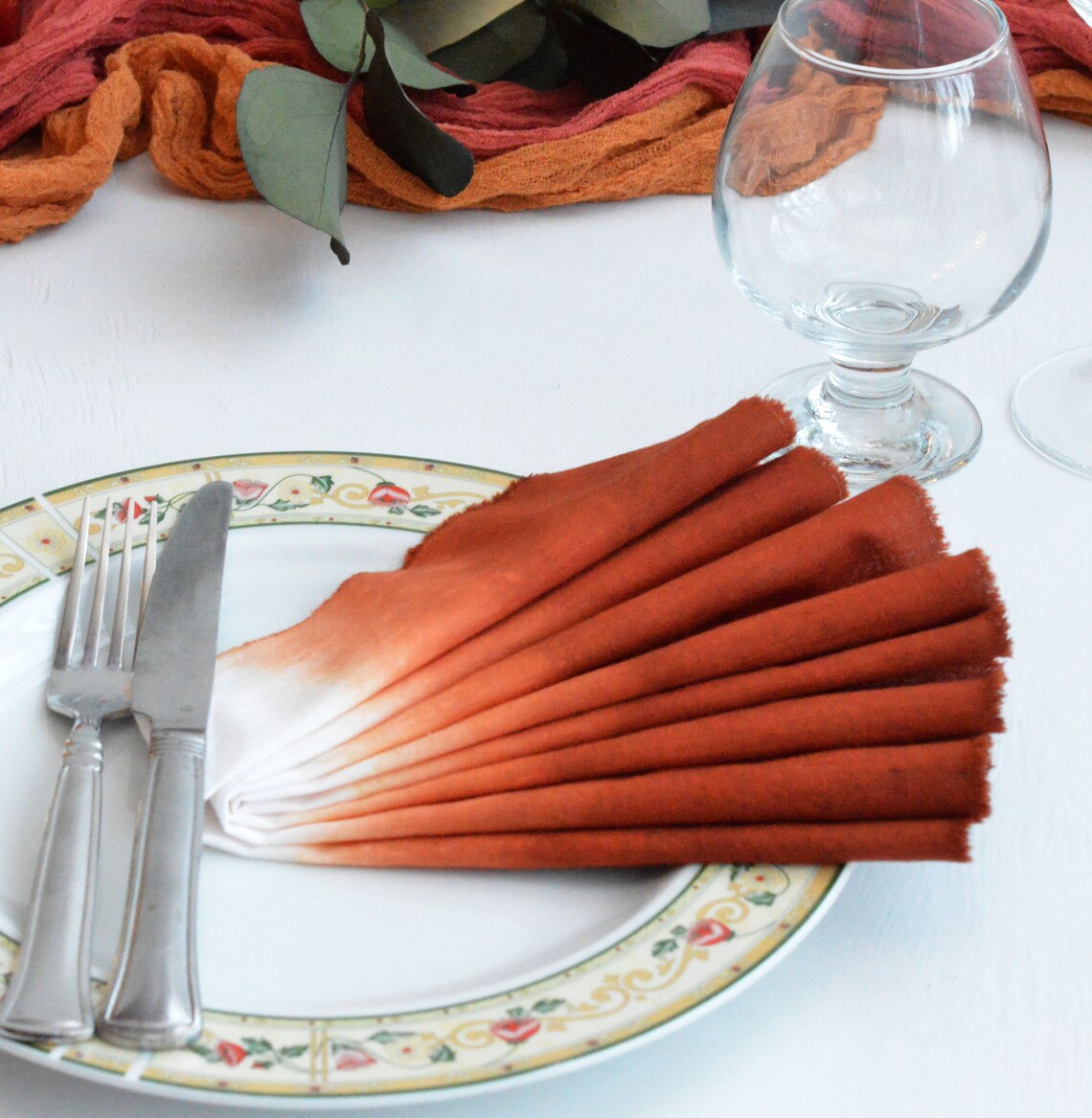 Burnt orange gradient napkins Set of 2 napkins 15 Hand Etsy