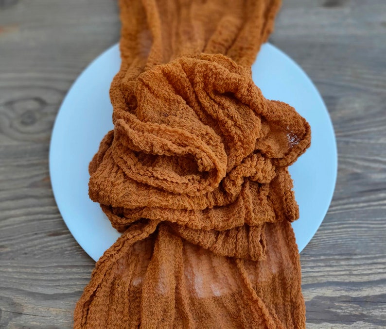 Gauze table runner Rust cheesecloth runner Rustic table runner Etsy