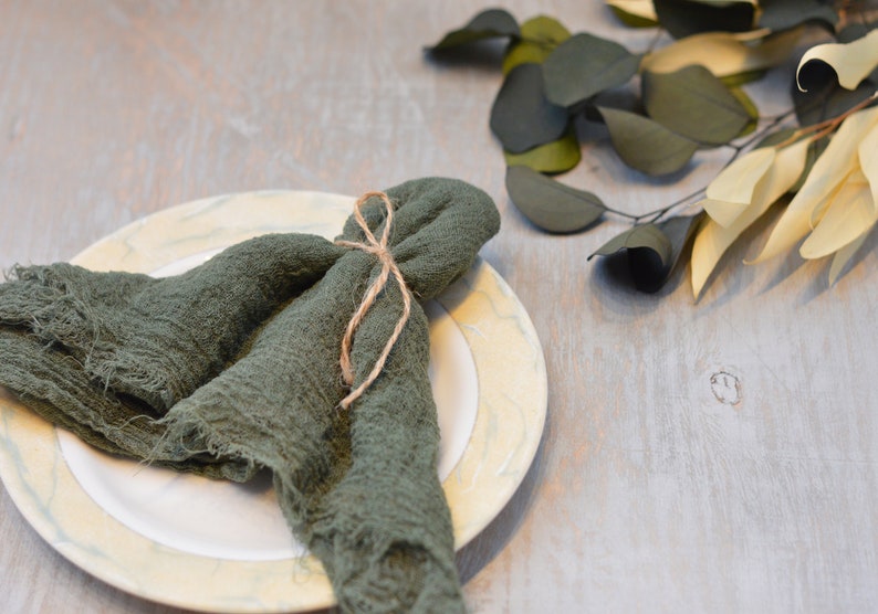 Olive gauze napkins Green Wedding cotton napkin Cheesecloth Etsy