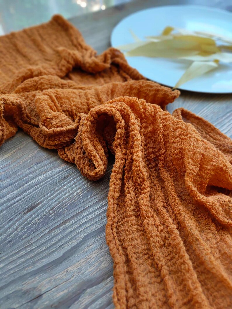 Gauze table runner Rust cheesecloth runner Rustic table runner Etsy