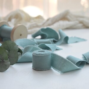 SAGE GREEN cotton ribbon/ Hand dyed sage green wedding ribbon/ Hair ribbon/ Bridal bouquet tape/ Rustic decor invitation/ Gift wraps ribbon