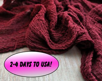 2-4 DAYS TO USA Burgundy Wedding Hand dyed Gauze runner Ready to ship Arch Fabric Drape Wedding Table Cheesecloth runner Bridal shower decor