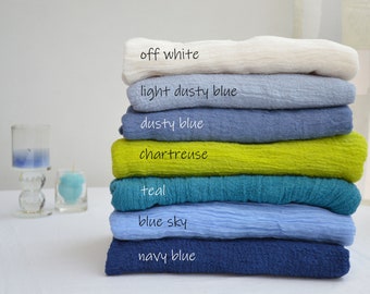 Hand Dyed Cotton Gauze Runner: Blue Shades, Boho Wedding Decor