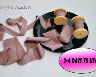 Dusty Mauve Hand Dyed Cotton Ribbon: Rustic Wedding Decor