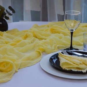 Sunny Yellow runner Hand dyed Gauze tablecloth Yellow gauze cotton Wedding centerpieces Bridal shower decor Cheesecloth runner Gauze napkin