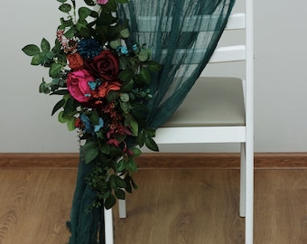 Emerald Green Gauze Table Runner: Hand-Dyed Cotton Cheesecloth Decor