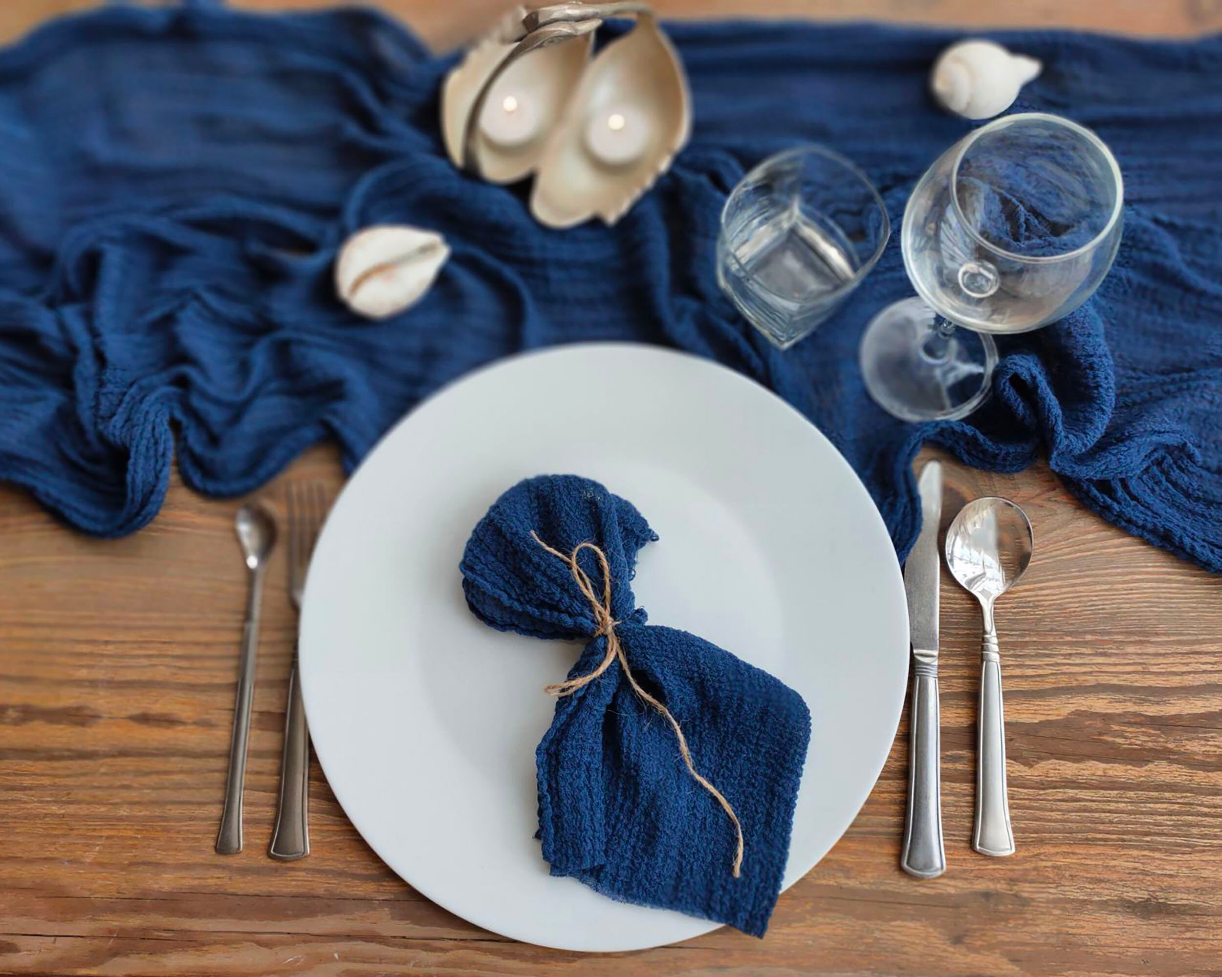 Navy blue gauze napkins Hand dyed Dinner Napkin Dark blue Etsy