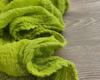 Hand Dyed Chartreuse Gauze Runner Fresh Lime Cotton Wedding Table Decor