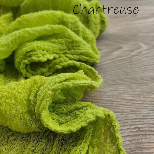 Hand Dyed Chartreuse Gauze Runner Fresh Lime Cotton Wedding Table Decor