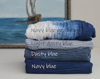 Hand Dyed Blue Gauze Runner: Wedding Arch Fabric, Boho Decor