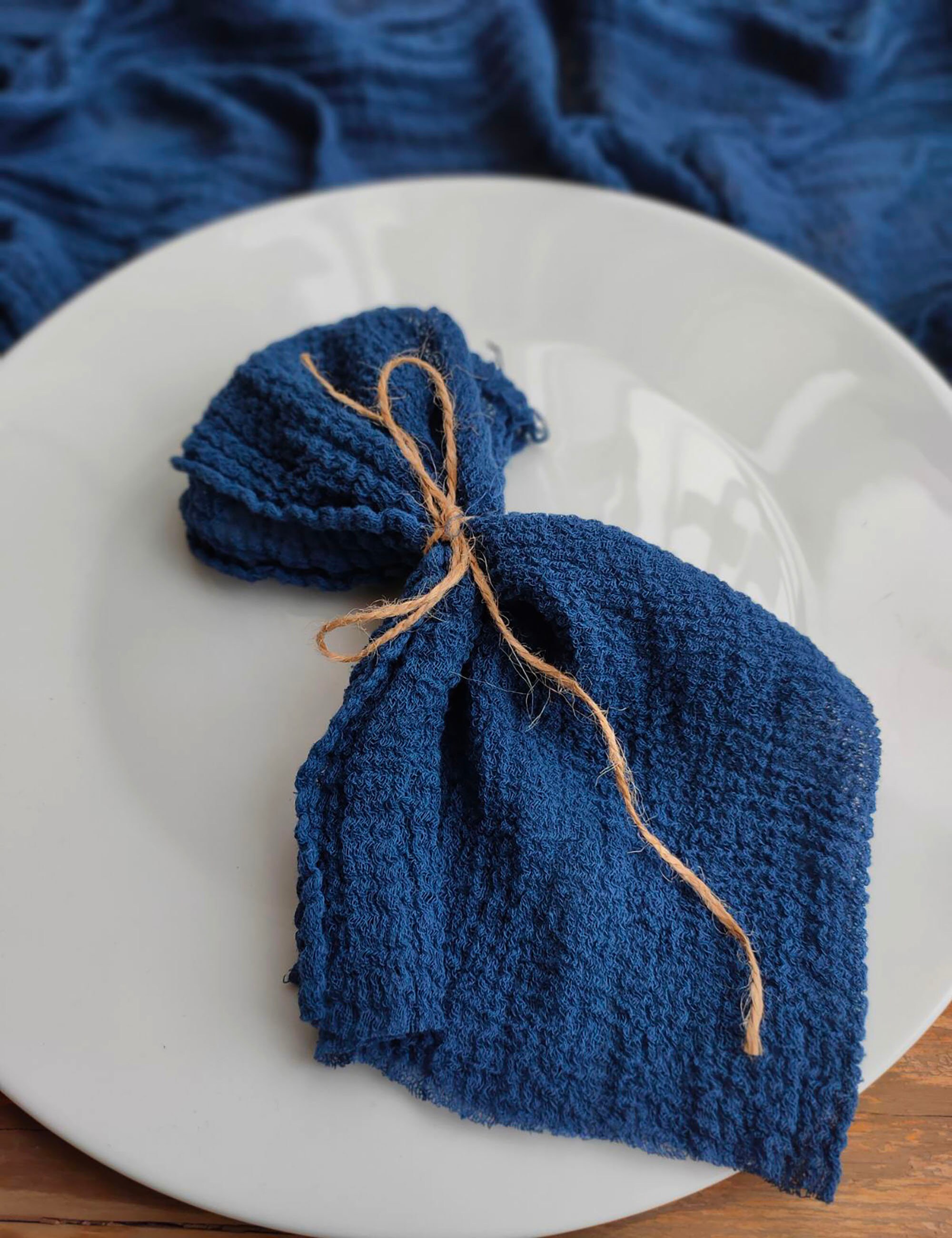 Navy blue gauze napkins Hand dyed Dinner Napkin Dark blue Etsy