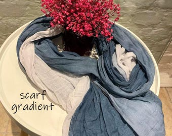 Hand Dyed Dusty Blue Cotton Gauze Scarf Bohemian Unisex Scarf (75x31)