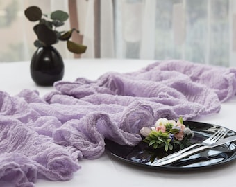 Hand Dyed Lavender Gauze Runner: Lilac Wedding Centerpiece, Cotton Cheesecloth Drapery