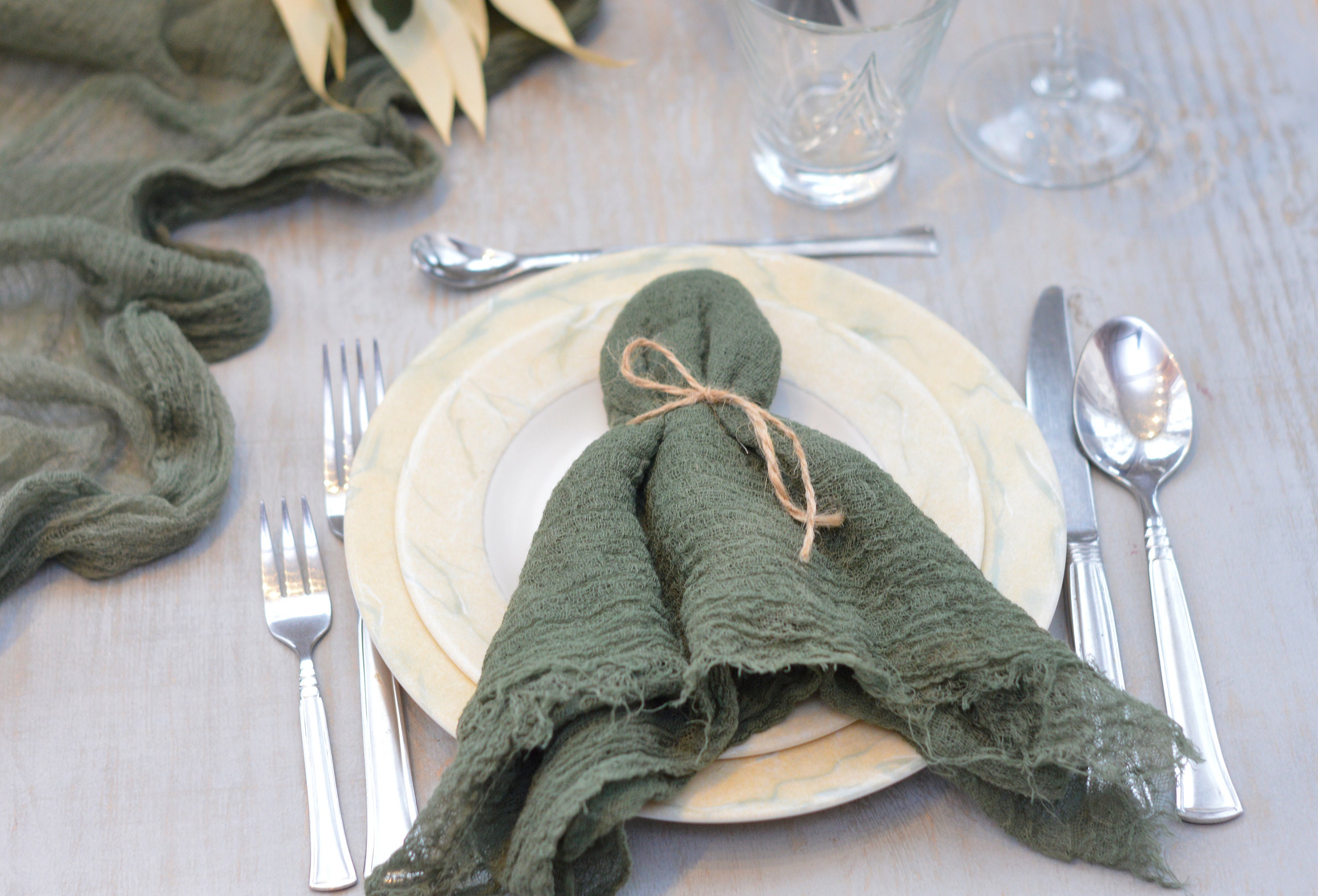 Olive gauze napkins Green Wedding cotton napkin Cheesecloth Etsy