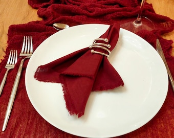 2-4 DAYS FOR USA Burgundy Cotton Napkins: Rustic Red Wine Dinner Decor