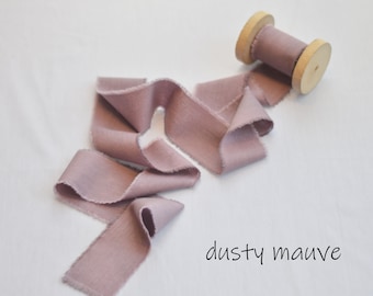 DUSTY MAUVE Baumwollband Handgefärbtes Hochzeitsband Mauve Haarband Brautstrauß Band lila Rustikale Deko Einladung Geschenkverpackung