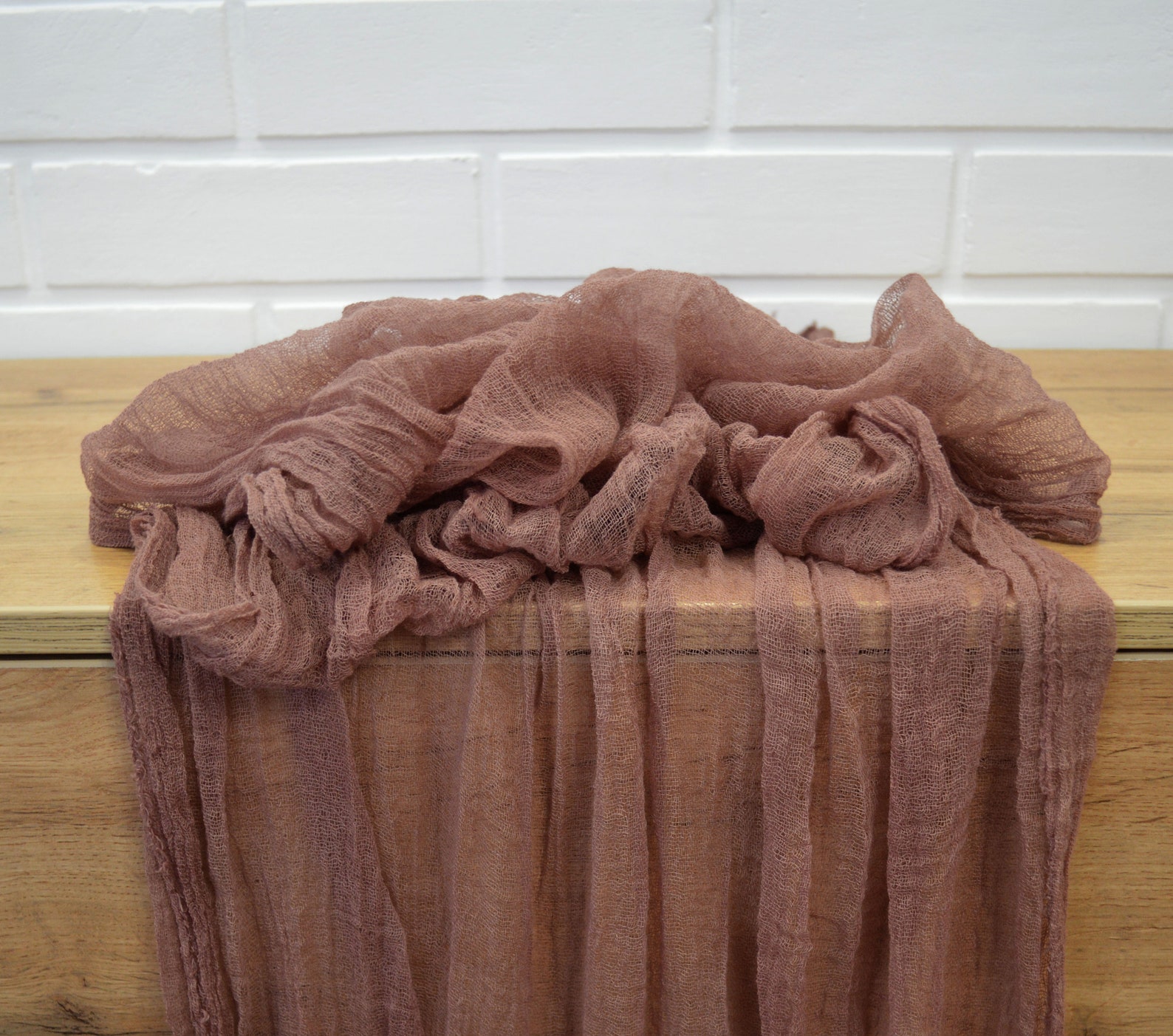 Cinnamon Brown Handdyed Gauze Runnerrustic Runnerwedding Etsy