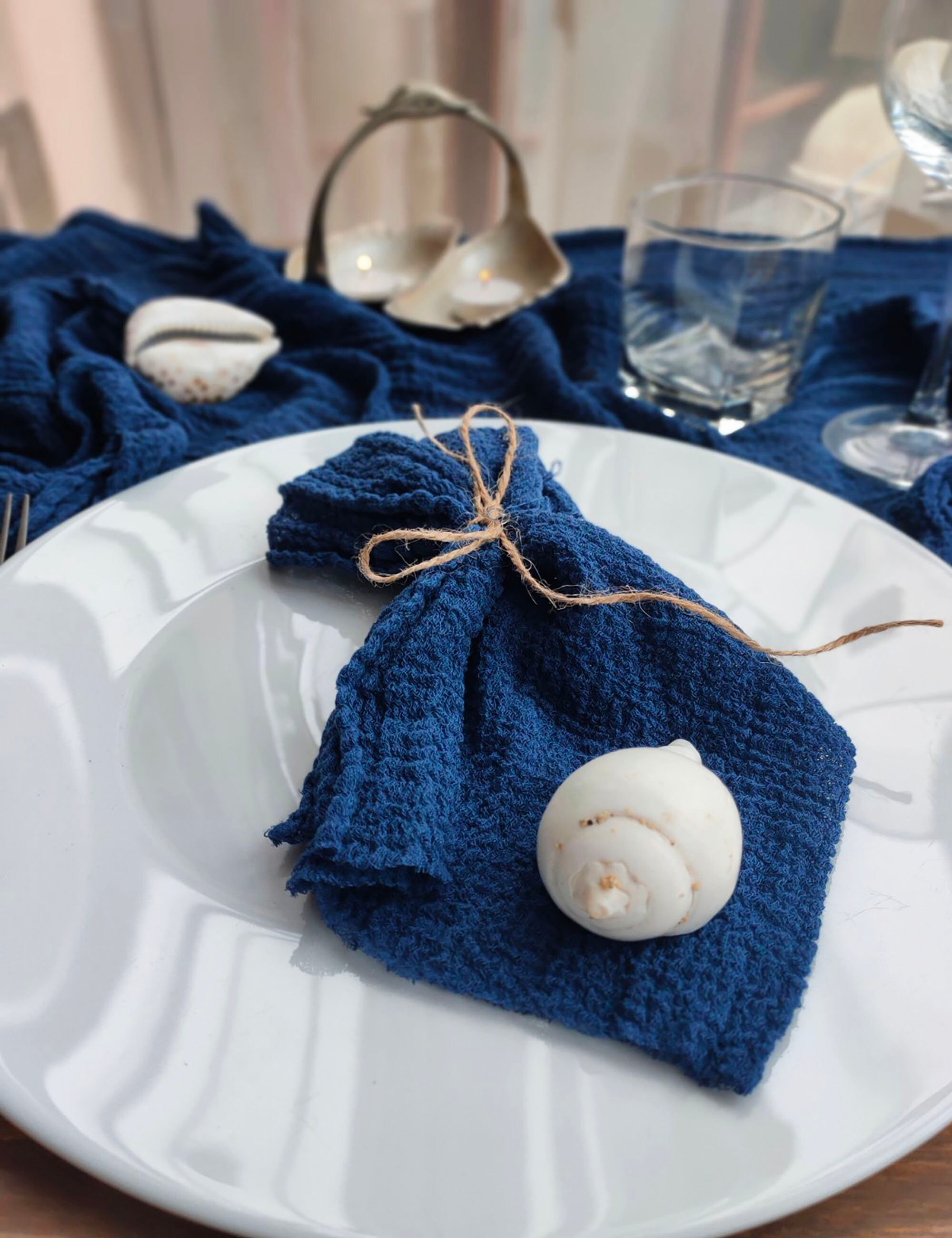 Navy blue gauze napkins Hand dyed Dinner Napkin Dark blue Etsy