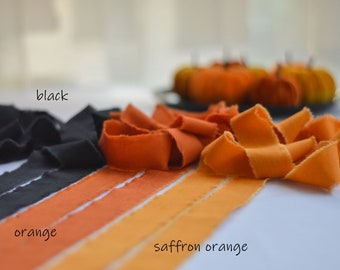 Orange Hand Dyed Cotton Ribbon: Rustic Wedding Decor, Gift Wrap