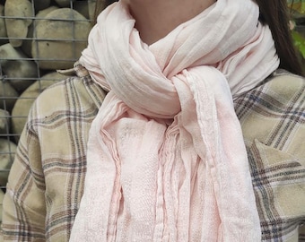 Cream blush Hand Dyed Cotton Gauze Scarf Bohemian Ecoscarf (75"x31")