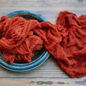 Terracotta Handdyed Gauze runner Wedding centerpiece Arch/arbor drapery Burnt orange gauze runner Cheesecloth table runner/napkin Boho style