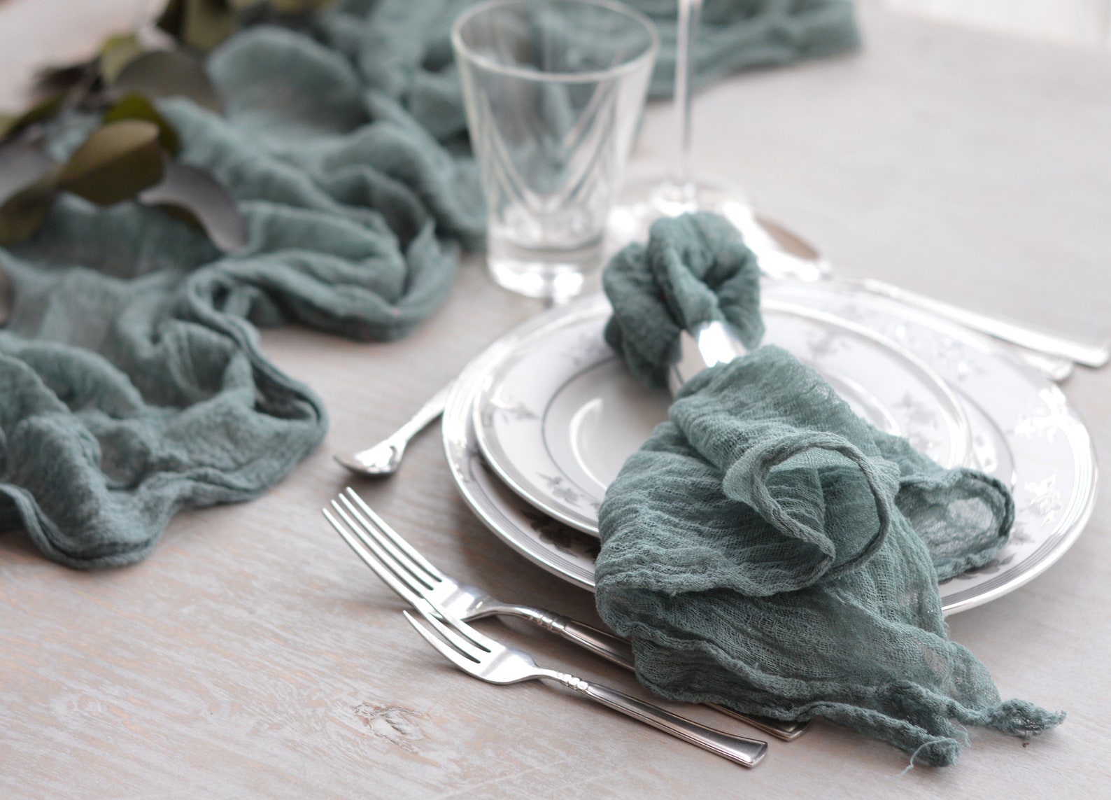 Sage green gauze napkins Hand dyed Dinner Napkin Green gray Etsy