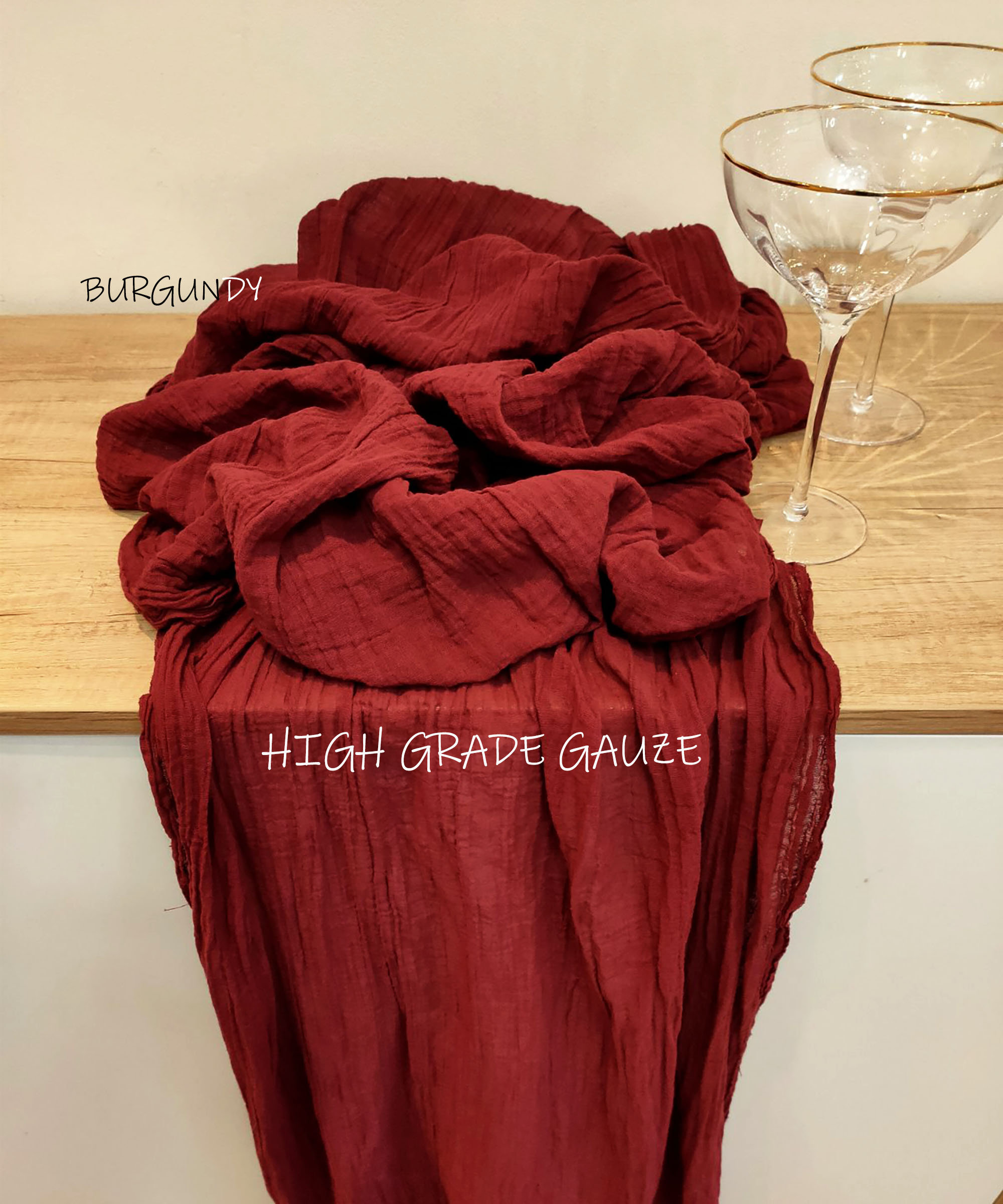 Burgundy High grade Gauze Hand dyed runner double gauze Etsy