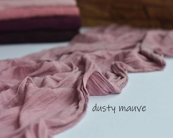 Dusty Mauve High grade Gauze Runner Hand Dyed Cotton Fabric Drape, Boho Wedding Decor