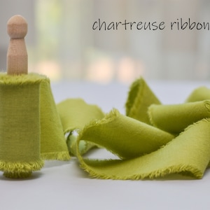 Chartreuse cotton ribbon Hand dyed yellow/green wedding ribbon Hair ribbon Bridal bouquet tape Rustic decor invitations Gift wraping ribbons