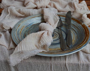 Hand Dyed Double Gauze Napkin: Beige Cotton Rustic Wedding Decor