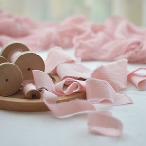 2-4 DAYS FOR USA Blush pink cotton ribbon/Hand dyed pale pink wedding ribbon/Hair ribbon/Bridal bouquet tape/Invitation decor/Gift wraping