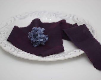 2-4 DAYS FOR USA Plum Hand Dyed Cotton Ribbon Rustic Wedding Bouquet Ribbon