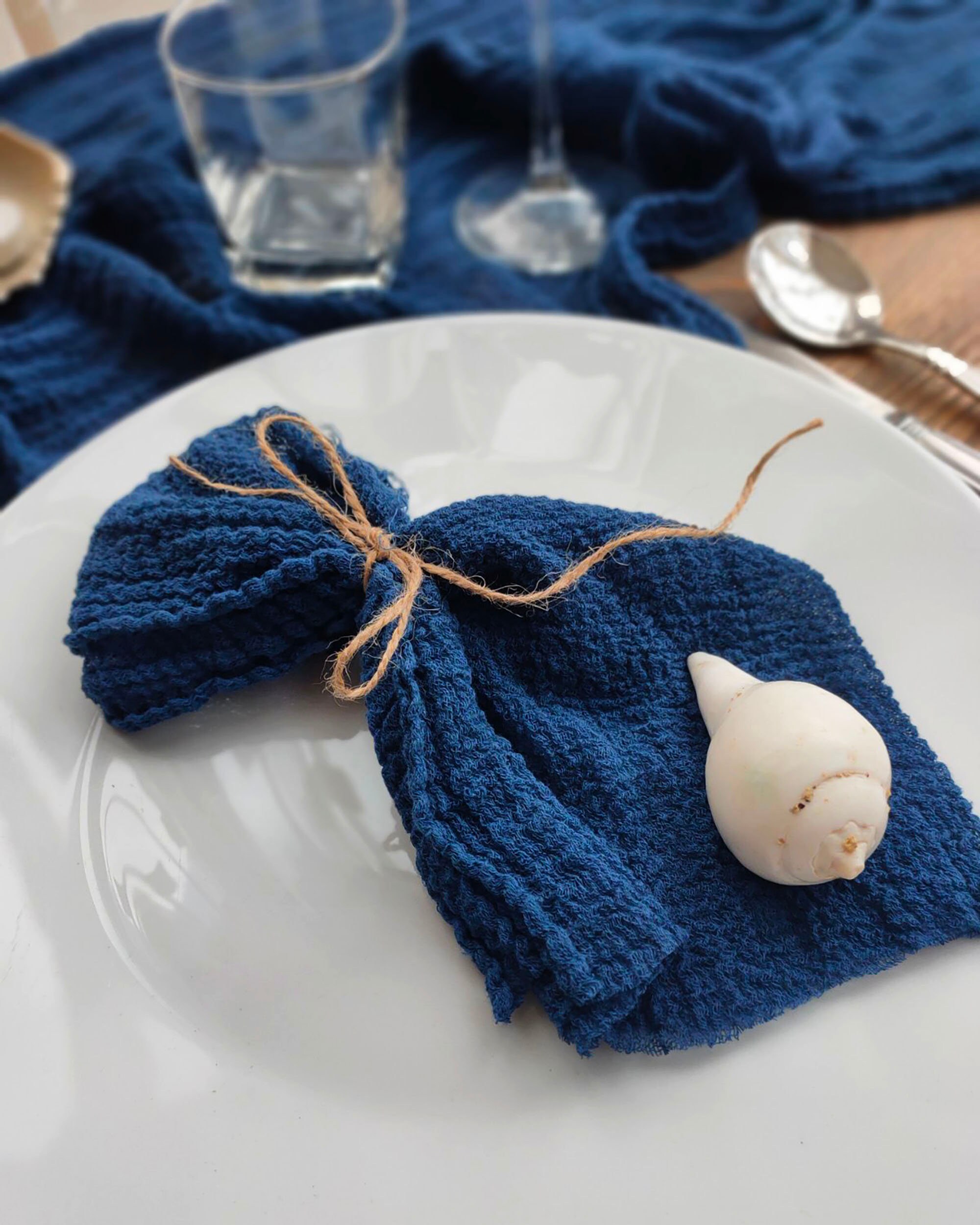 Navy blue gauze napkins Hand dyed Dinner Napkin Dark blue Etsy