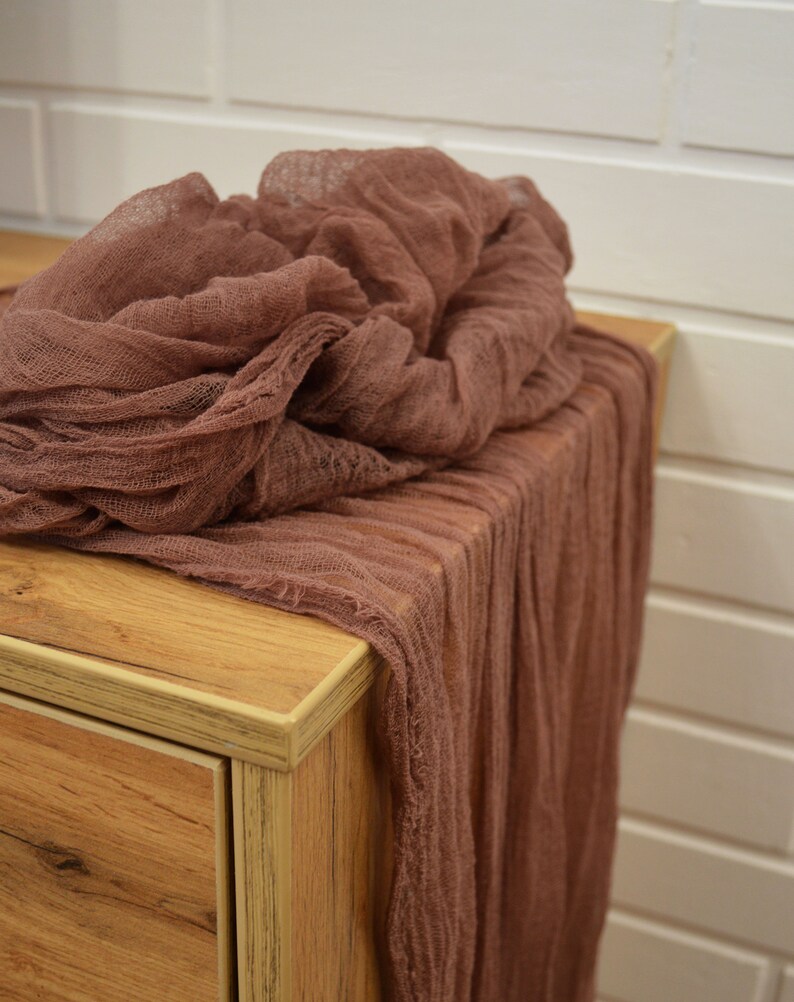 Cinnamon Brown Handdyed Gauze Runnerrustic Runnerwedding Etsy