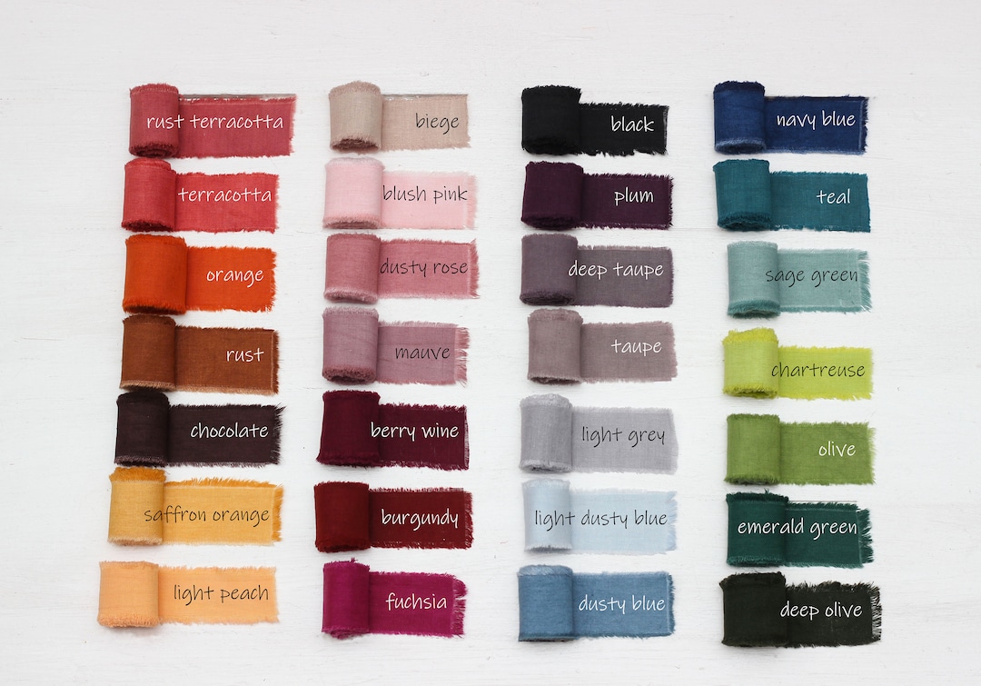 Rustic Colored Ribbon Hand Dyed Cotton Ribbon 28 Colors Rustic Wedding Decor Width 3y/2,75m ...