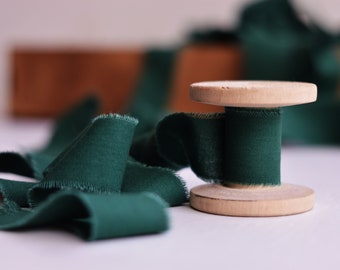 Emerald Green Hand-Dyed Cotton Ribbon: Rustic Wedding Decor