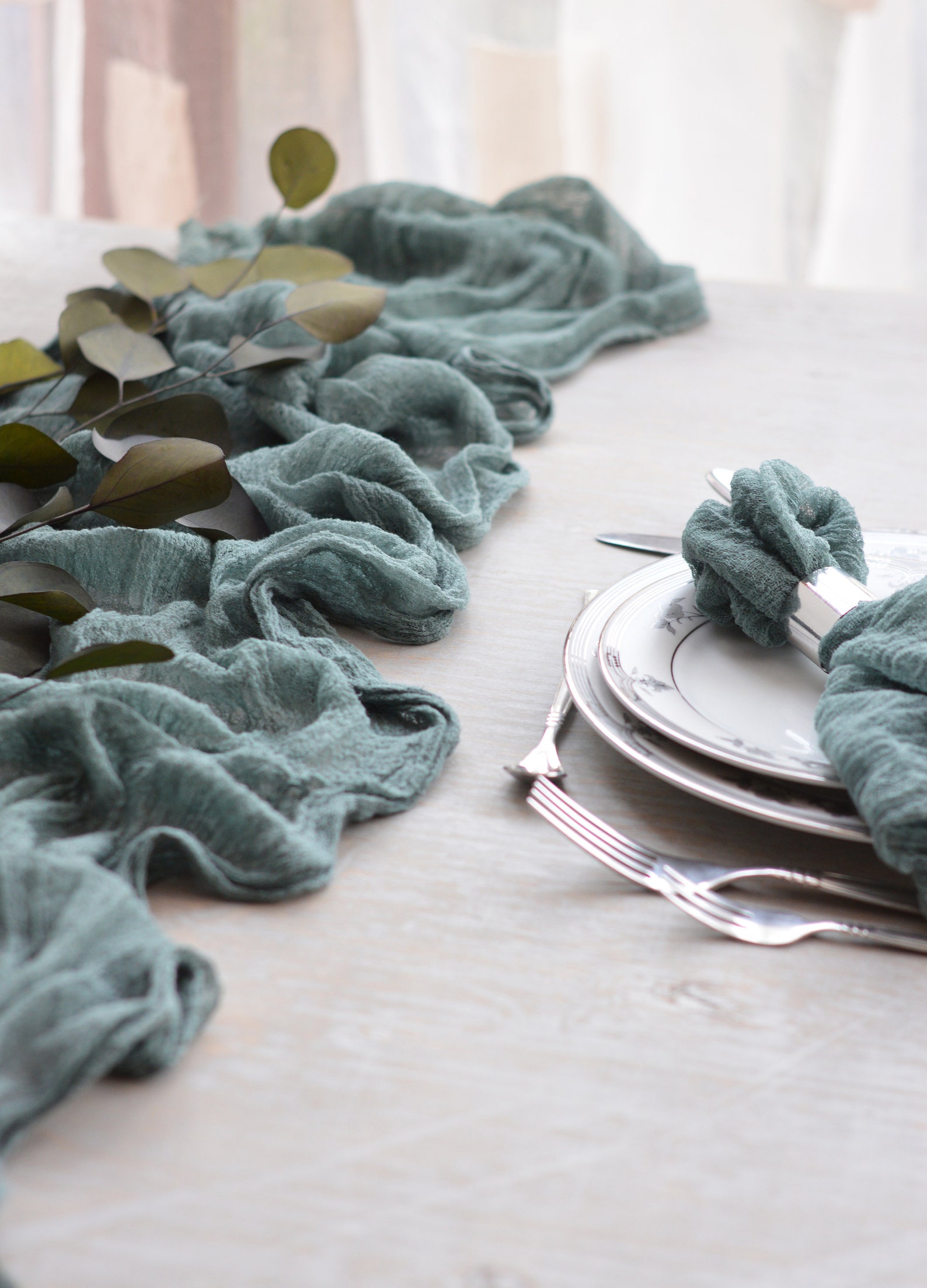 Sage green gauze napkins Hand dyed Dinner Napkin Green gray Etsy